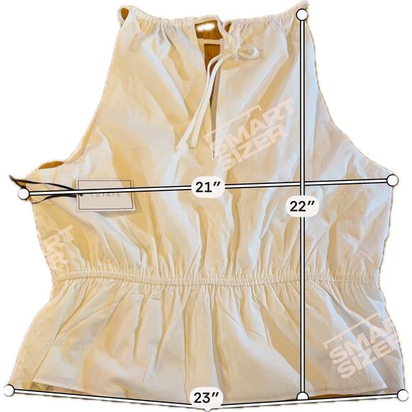 1.STATE Blouse Womens Size XL White Sleeveless Tie-Neck Peplum Hem Top - Picture 5 of 6